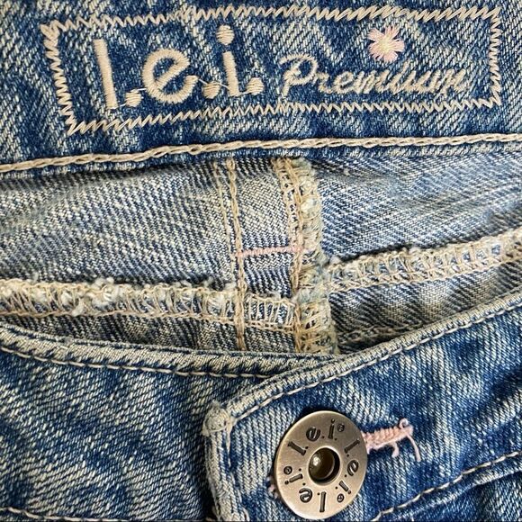VTG L.E.I. Premium Patches Rose Straight Jeans Sz 11 - Picture 11 of 13